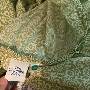 The Company Store Green and White Floral Duvet Cover